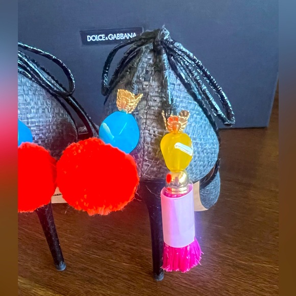 NEW Dolce & Gabbana DG Grey Raffia & Snakeskin Cutout Pointed Toe Heels EU 37 - Picture 7 of 12